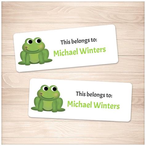 Printable Frog Name Labels for School Supplies Green - Etsy | Bookplate ...