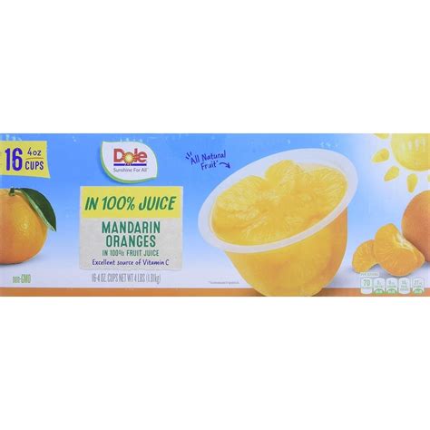 Dole Mandarin Oranges Cup 4 Oz 16 Ct Walmart