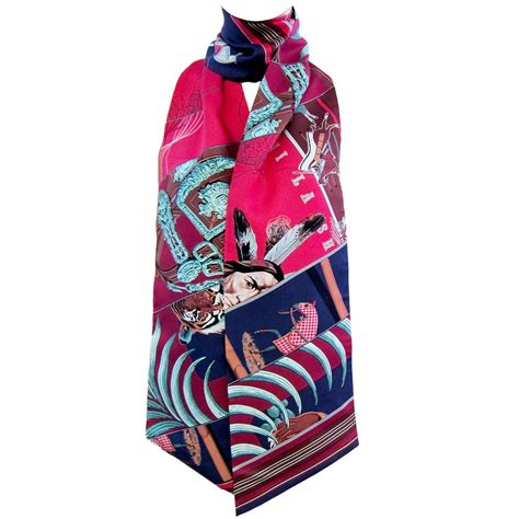 Hermes Carre En Carres Maxi Twilly Silk Scarf At 1stDibs