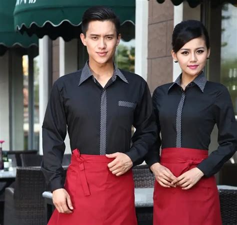 Hotel Uniform Autumn Winter Female Restaurant Waiter Uniform Cafe Waiter Work Wear Black Chef