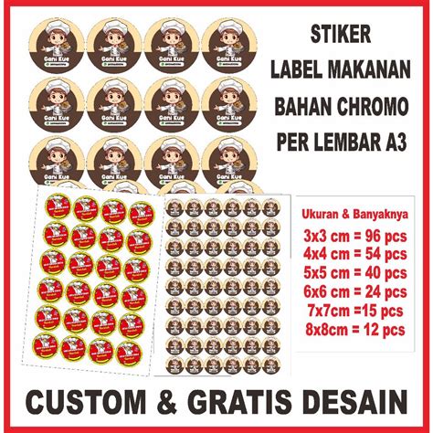 Jual Stiker Makanan Label Free Design Costume Untuk Ditempel Di Kemasan