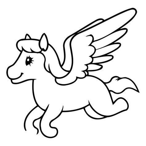 Unicornio con alas volando en las nubes Ilustración vectorial Vector