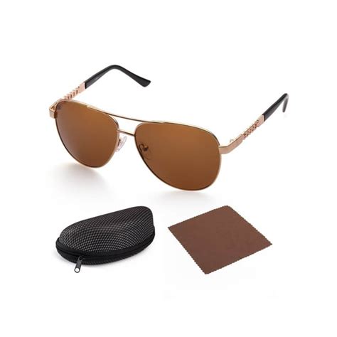 Lotfancy Polarized Aviator Sunglasses For Women Brown 58mm