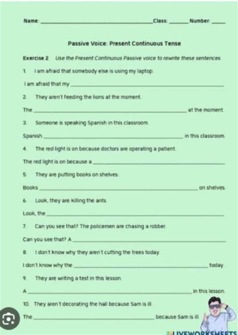 Name Class Number Passive Voice Present Continuous Tense Exercise 2 Us