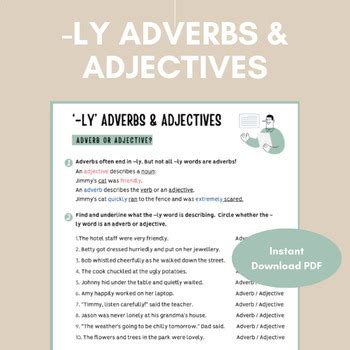 Adverb Or Adjective LY Words By EkstraESL TPT