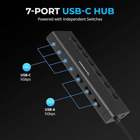 Sabrent Introduces HB 3A4C 7 Port 20W Powered Hub With Switches