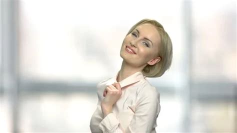 Playful Blonde Woman Flirting At Camera Stock Video Pond