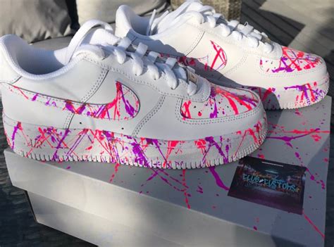 Custom Nike Air Force 1 Neon Pink Purple Splat Af1 Etsy