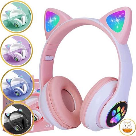 Fone Orelha De Gato Headphone Gatinho Led Fone Bluetooth Cat Ear