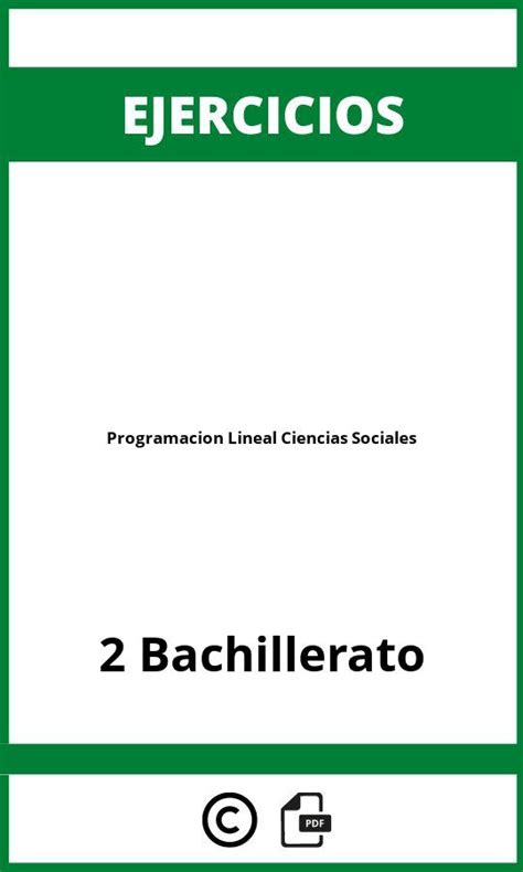 Ejercicios Programacion Lineal Bachillerato Ciencias Sociales Pdf