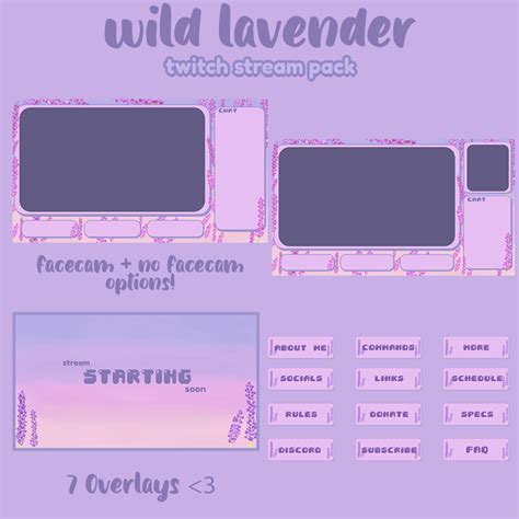 7 Wild Lavender Pack Twitch Overlay Pack Thejadeplants Ko Fi Shop