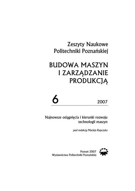 PDF Budowa Maszyn i Zarządzanie Produkcją Politechnika Poznańska