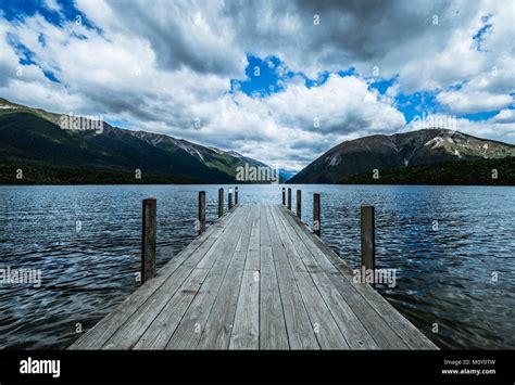 Iconic South Island Lake New Zealand Mid Day Over Lake Rotoiti And