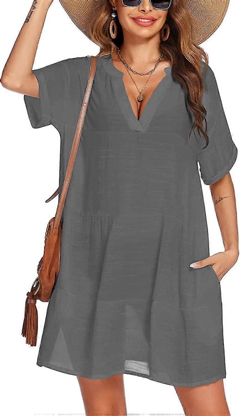 Women S Swimsuit Coverups Bikini Beachwear Bathing Suit Beach Cover Up Dress With Pockets