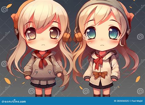 Anime Chibi Style Girl Character Generative Ai Stock Illustration