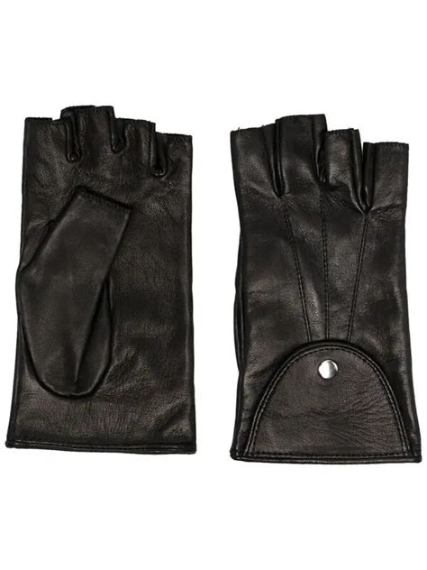 Manokhi Stud Detail Leather Gloves Black Editorialist