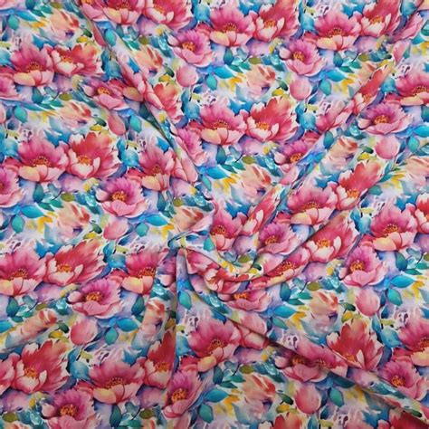 Watercolour Blossom Viscose Dressmaking Fabric The Cheap Shop Tiptree