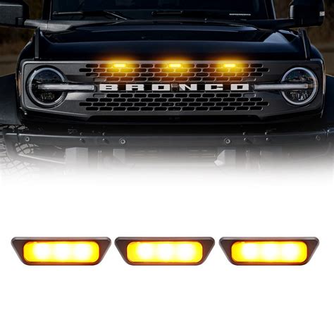 Amber Led Raptor Grille Lights Kit For 2021 2025 Ford Bronco