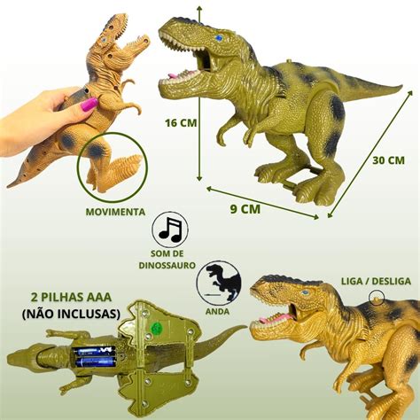 Dinossauro De Brinquedo Anda Emite Som Tiranossauro Rex F114 Loja