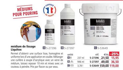 Promo Médium De Lissage Liquitex chez Le Géant des Beaux Arts