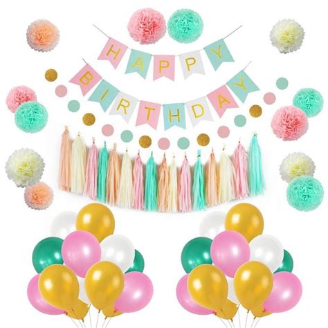 Litaus Birthday Decoration Set Tri Color Birthday Decorations For