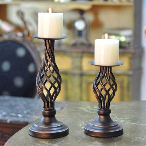 Gorgeous Wrought Iron Candle Holders Perfect For Any Mantel Or Table