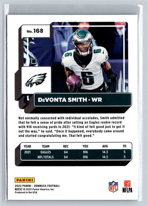 2022 Panini Donruss Press Proof Blue 168 Devonta Smith For Sale