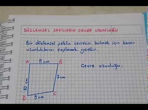 S N F Matematik D Zlemsel Ekillerin Evre Uzunlu U Kare Dikd Rtgen