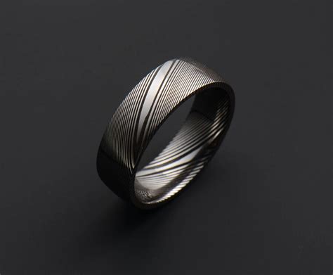 Genuine Stainless Damascus Steel Mens Ring Pd108 Etsy