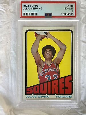 1972 73 Topps Basketball Julius Erving Dr J Rookie Card 195 PSA 6 EX