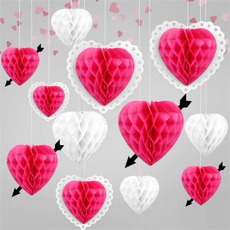 Katchon Valentines Day Hanging Hearts Pack Of 9