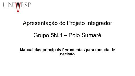 Apresenta O Projeto Integrador Univesp Engenharia De Produ O