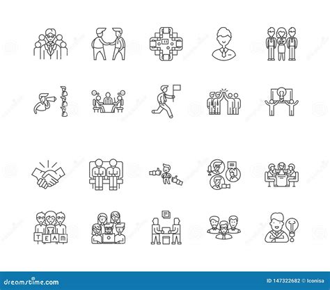 Community Line Icons Signs Vector Set Outline Illustration Concept