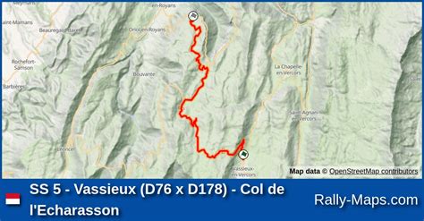 SS 5 Vassieux D76 X D178 Col De L Echarasson Stage Map Rallye