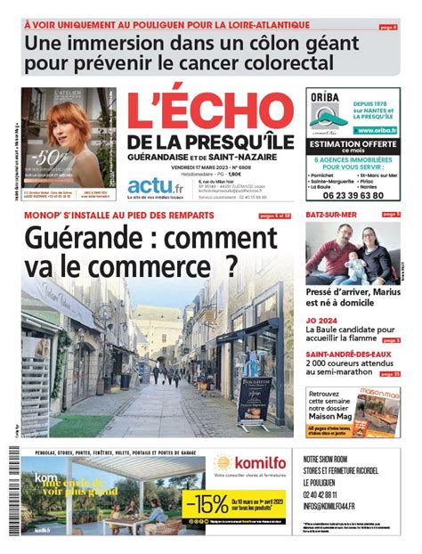 L Echo de la Presqu île N6808 du 17 mars 2023 à télécharger sur iPad