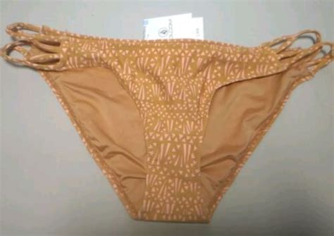 Volcom Brown Pink Hipster Bikini Swim Bottom Size L NWT EBay
