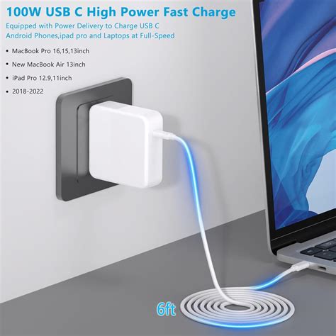 Mac Book Pro Charger 100w Usb C Charger Fast Charging For Macbook Pro Macbook Air 16 15 14 13