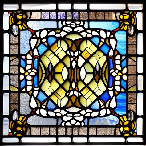 Square Stained Glass Window With Knight In Hyper Realistic Intricate