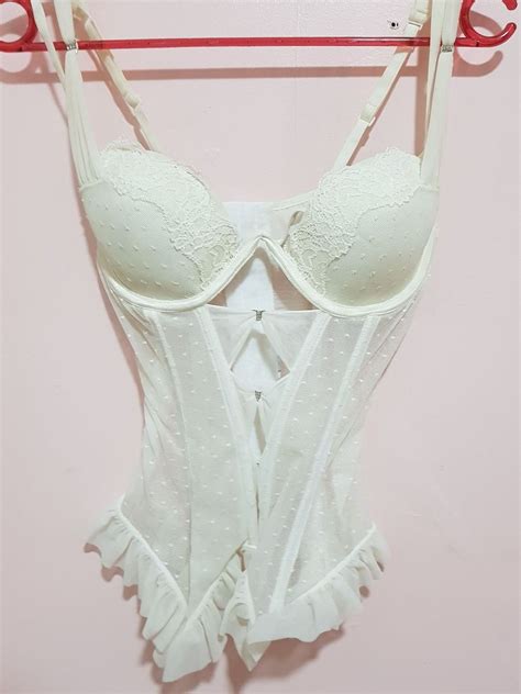 Corset Corselet Lingerie Branca Barbatanas Camisa Feminina Usado 81128564 Enjoei