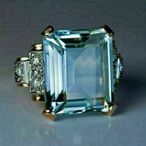 Art Deco Vintage Style Antique 5 50 Ct Emerald Cut Aquamarine Wedding