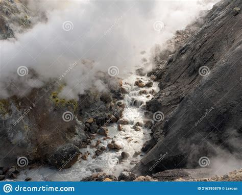 Fumaroles Of The Mutnovsky Volcano Kamchatka Peninsula Russia Stock