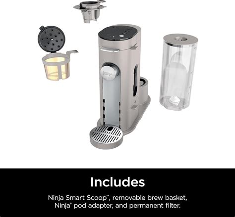 Ninja PB041ST Single Serve Coffee Maker Pods Grounds Stone