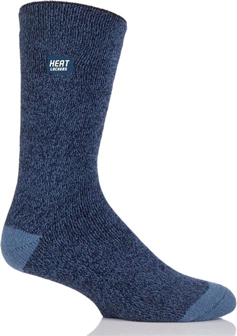 Heat Lockers Mens Warmer Twist Crew Sock Denim Navy Us 7