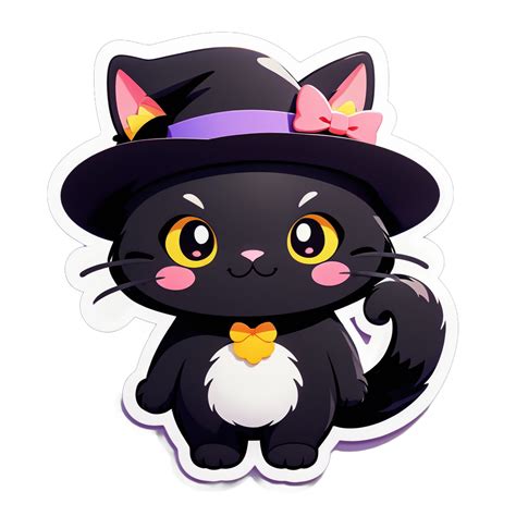 I Made An Ai Sticker Of Kawaii Black Cat With A Hat