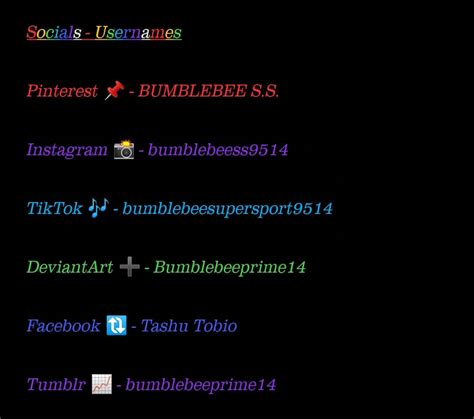 Please Feel Free To Check Out These Socials By Bumblebeeprime14 On