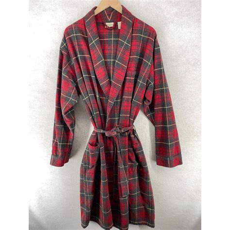 LL BEAN Cotton Flannel Robe Mens Large Reg Plaid... - Depop