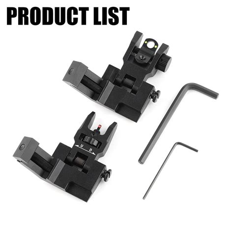 Tactical Fiber Optics Iron Sights Degree Offset Flip Up Front And