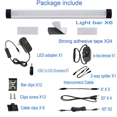 12v Linkable Led Under Cabinet Light Bar With Dimmer And Adapter2700k6