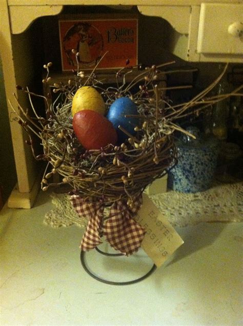 Primitive Easter Nest On Rusty Spring Primitive Easter Crafts Spring