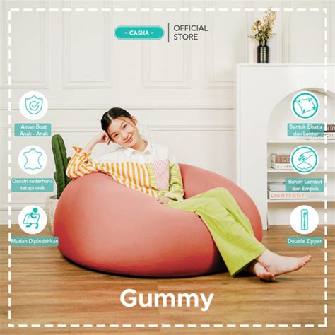 Jual GUMMY BEAN BAG Plus Isi Size XL BAHAN POLYESTER STRETCH ROUND